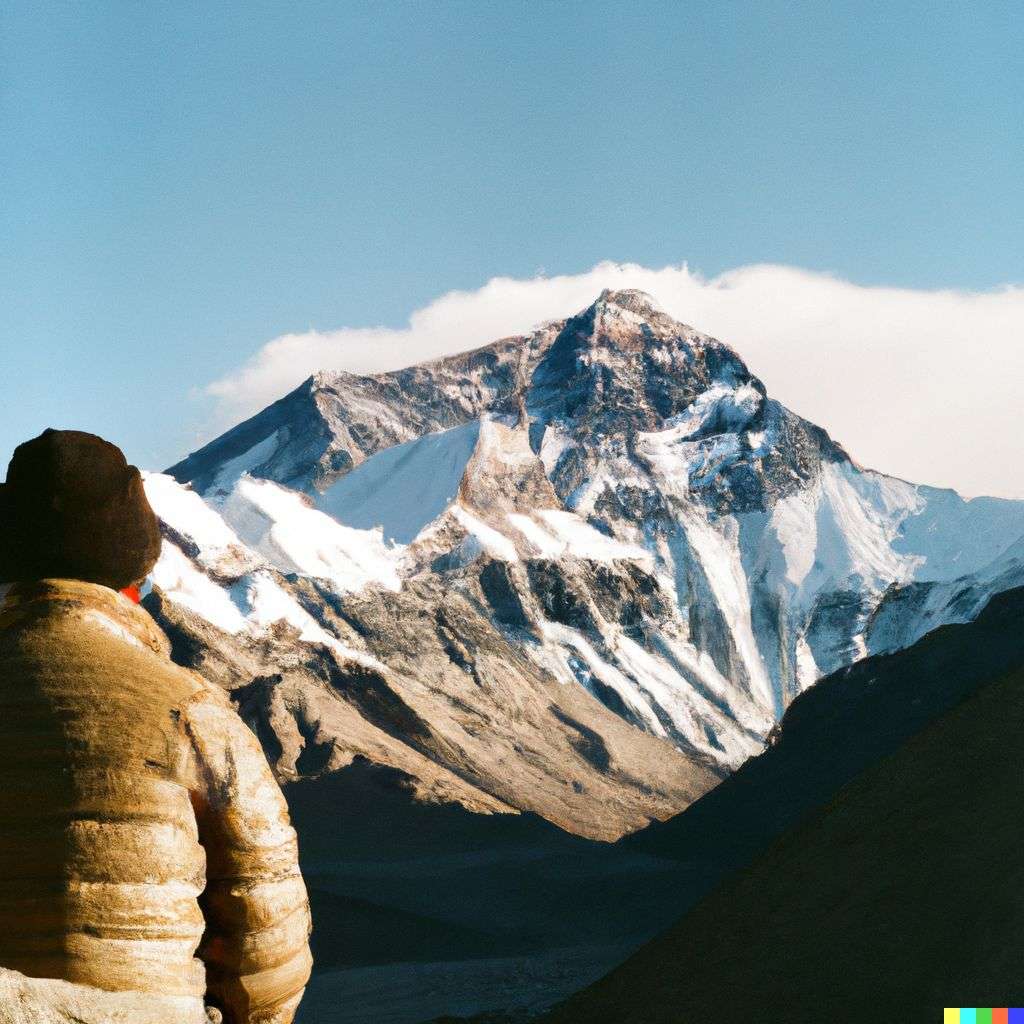 someone gazing at Mount Everest, photograph taken on Kodak Gold 200 film